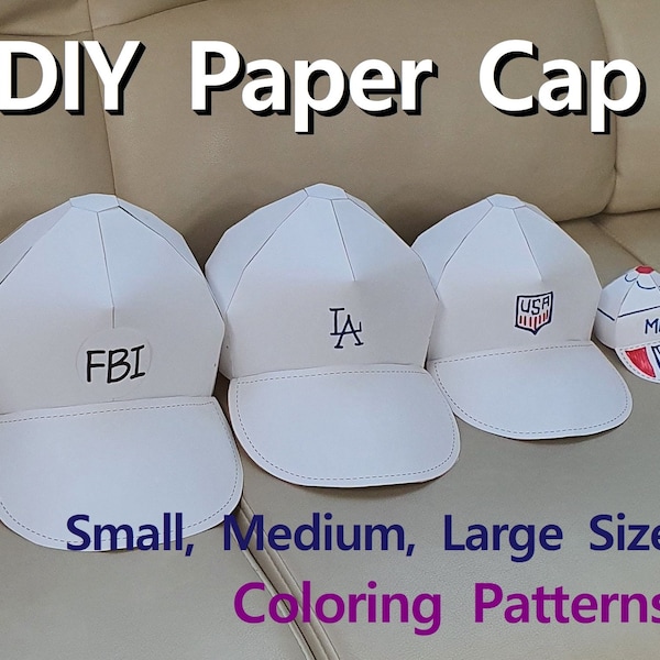 DIY Paper Cap, Paper Hat, Wearable Hat, Coloring Hat, Baseball cap, Printable instant, origami