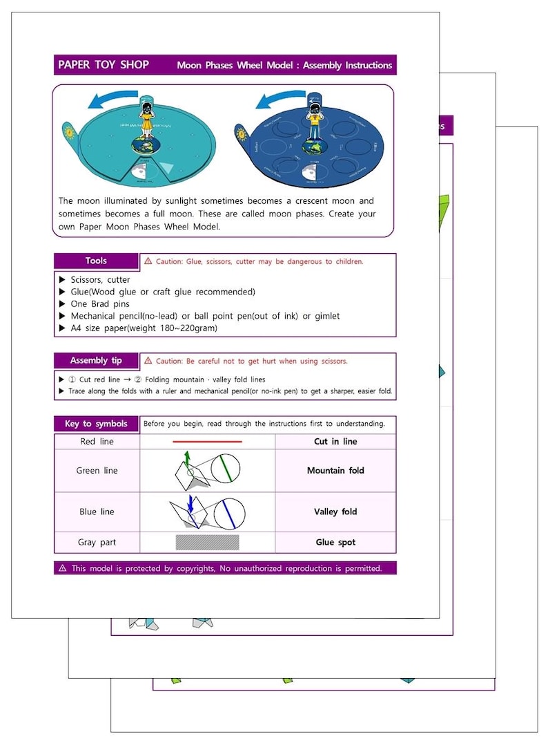DIY Paper Moon Phases Wheel Template, Lunar Phases, Solar System, Lunar ...