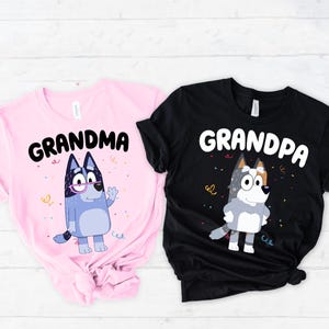 Blue Grandma Grandpa Shirt Family Matching Party Shirt Papa Shirt Blue Grandpa Shirt Birthday Party Team Shirts Grandparents Cartoon Tee