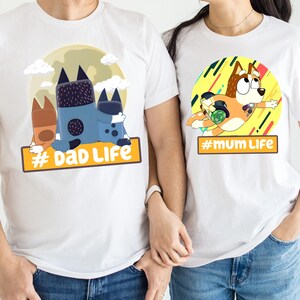 Blue Mom Life Dad Life Shirt Funny Blue Dog Chilli Mom Dad Shirt Family Matching Tee Dad Shirt Birthday Party Tee Cartoon Shirt Funny