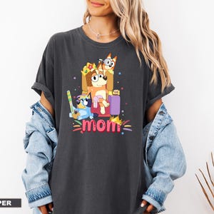 Blue Mom Shirt Blue Mom Shirt Birthday Mama Shirt Cartoon Mommy Shirt Blue Dog Mom Dad Shirt Blue Family Shirt Mom Gift Mama Tee