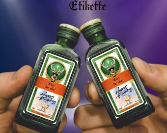 Gastgeschenke Jägermeister Flaschenetikett 0,02 Liter, Geburtstag, Personalisiertes  Flaschen Etikett,Birthday, Selbstklebende Etiketten