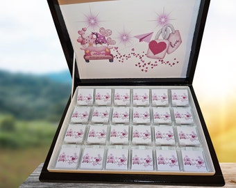 Schokobox personalisiert,Schokoladenbox Personalisiert für Hochzeit, Schokobox personalisiert mit verschiedenen Motiven