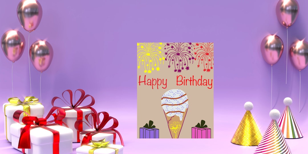Digital Birthday Card for Kids Greeting Card Design Painting Etsy