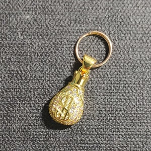 Money bag charm , Cat Charm, Small pet  charm, Zircon  Pet Collar Charm,  Small Dog Collar Charm , Bridle Charm, Pet Gift,