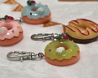 Silver Donut Charm for Dog Collar or Keychain: Lead-Free Pendant.
