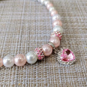 Personalized Pearl Pet Collar Necklace Elegant Pet Jewelry White and Pink Pearls Cat and small pets Collar with Name Beaded Cat Collar