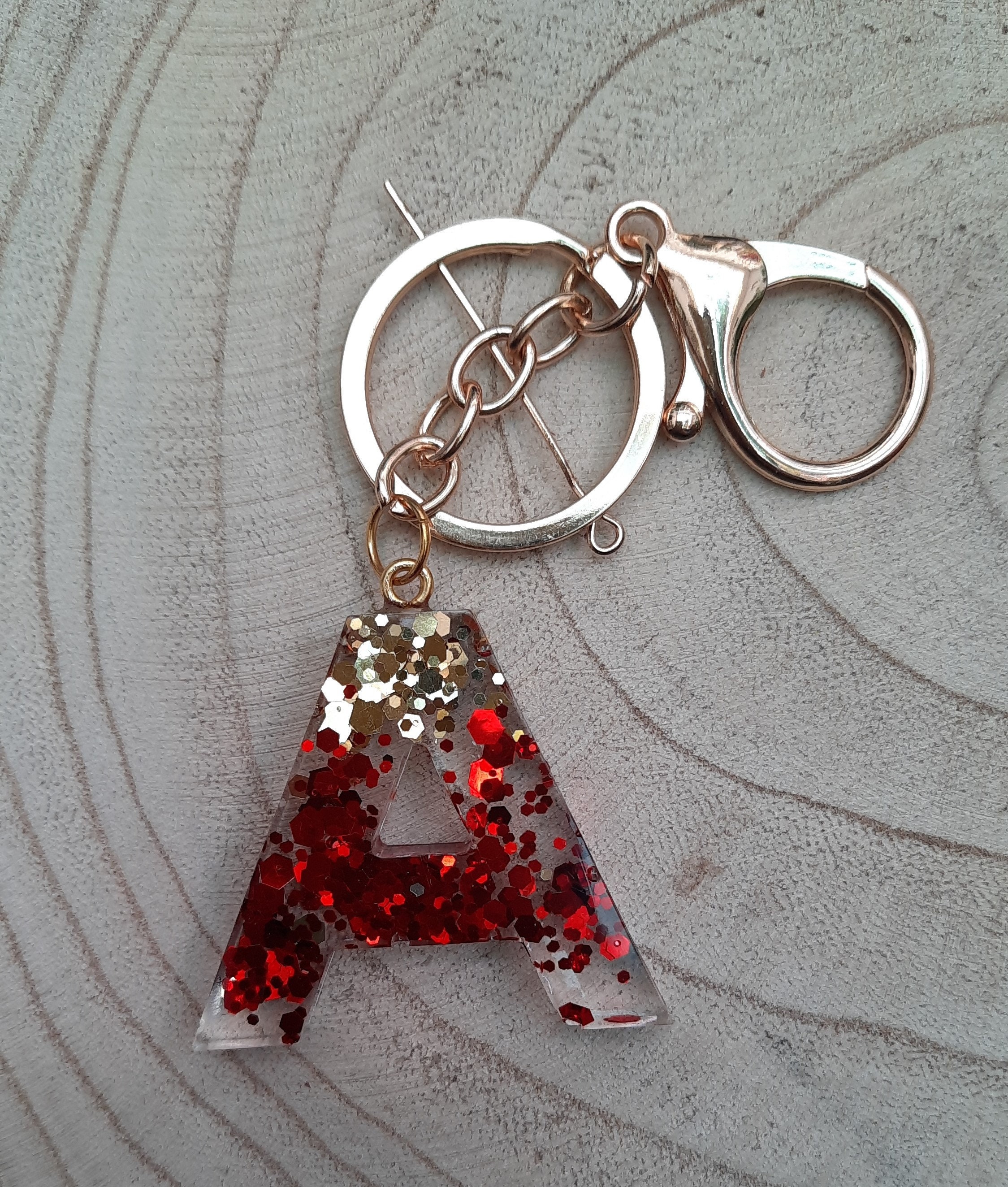 Initial or letter keychains in epoxy resin Etsy