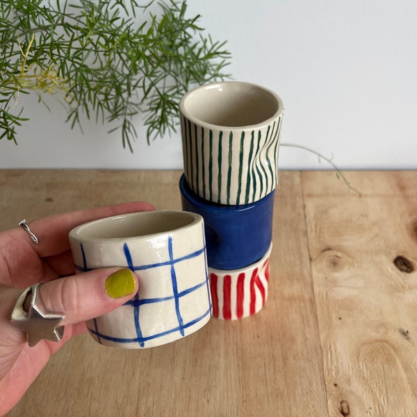 Thumb Dent Espresso Mug apx. 4 oz handmade ceramic cup