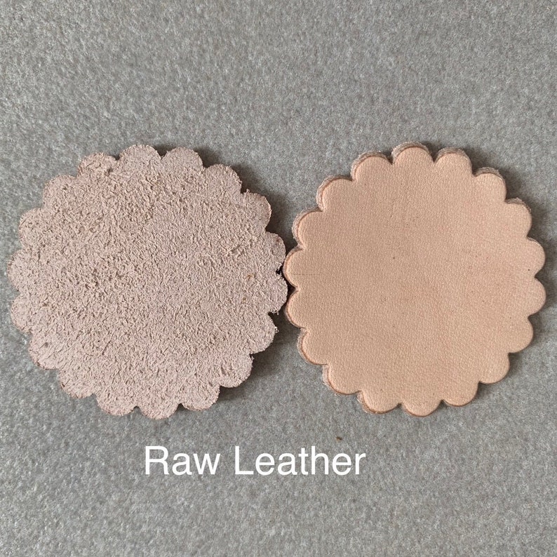 Natural color leather rosette.