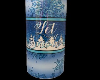 let it snow 12 oz tumbler/metal tumbler/tumbler/ snow flake tumbler/winter/