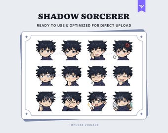 Chibi Anime Sorcerer Twitch Emotes Pack | Kawaii Stream Reaction Emotes | Discord PNG