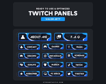 Valorant Jett Twitch Panels: Blue Stream Graphics (Instant Download)