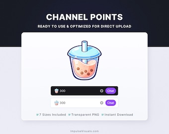 Kawaii Boba tea Twitch Channel Points Icon | Pastel Channel Reward | Digital Download Stream Graphics