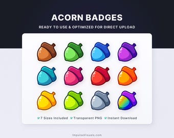 Acorn Twitch Sub Badges | Subscriber Badges | Digital Download Stream Graphics
