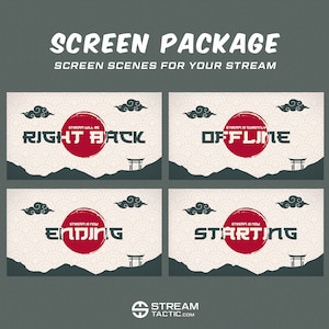 Kamikaze Screen Package | Japanese-inspired | Instant Download | Ready-Made Stream Graphics for Streamers of All Levels
