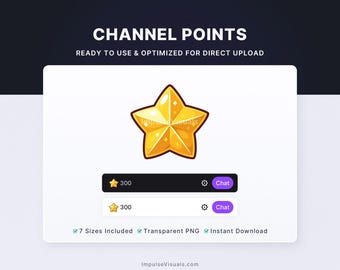 Golden Star Twitch Channel Points Icon | Channel Reward | Digital Download Stream Graphics