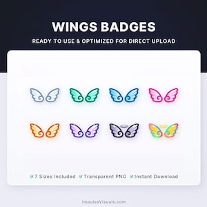 Wings-bits en -badges | Twitch-abonneebadges | Digitale download | Vooraf gemaakte streamafbeeldingen