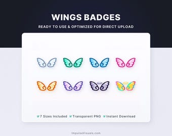 Wings Bit & Sub Badges | Twitch Subscriber Badges | Digital Download | Premade Stream Graphics