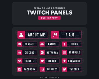 Fuchsia Fury Twitch パネル: ストリーム グラフィック (即時ダウンロード)