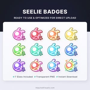 Insignias de suscripción de Twitch de Seelie / Insignias de suscriptor / Gráficos de transmisión de descarga digital