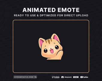 Animated Waving Cat Emote | Instant Download | Ready to Use on Twitch, Discord, Kick & YouTube
