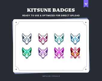 Kitsune Fox Bit & Sub Badges | Twitch Subscriber Badges | Digital Download | Premade Stream Graphics