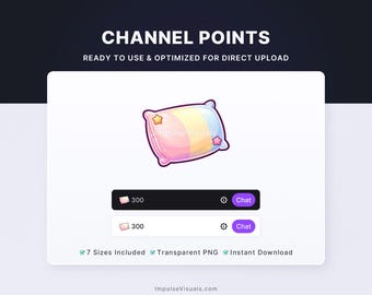 Kawaii kussen Twitch Channel Points-pictogram | Pastelkleurkanaalbeloning | Digitale downloadstream-graphics