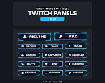 Blue Prime Twitch Panels: Modern Stream Graphics (Instant Download)