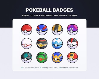 Pokeball Bit & Sub Badges | Twitch Subscriber Badges | Digital Download | Premade Stream Graphics