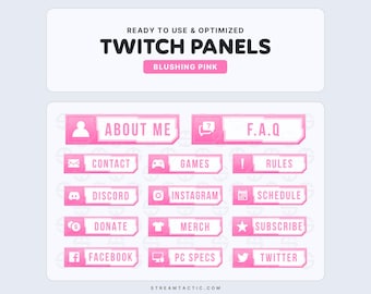 Blushing Pink Twitch Panels: Stream Graphics (Instant Download)