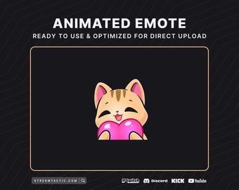 Animated Orange Cat Love Emote: Stream Graphics