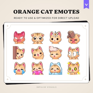 Orange Cat Twitch Emotes | Streamer & Discord Emotes | Digital Download