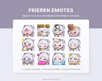 Chibi Anime Elven Mage Twitch Emotes Pack | Kawaii Stream Reaction Emotes | Discord PNG