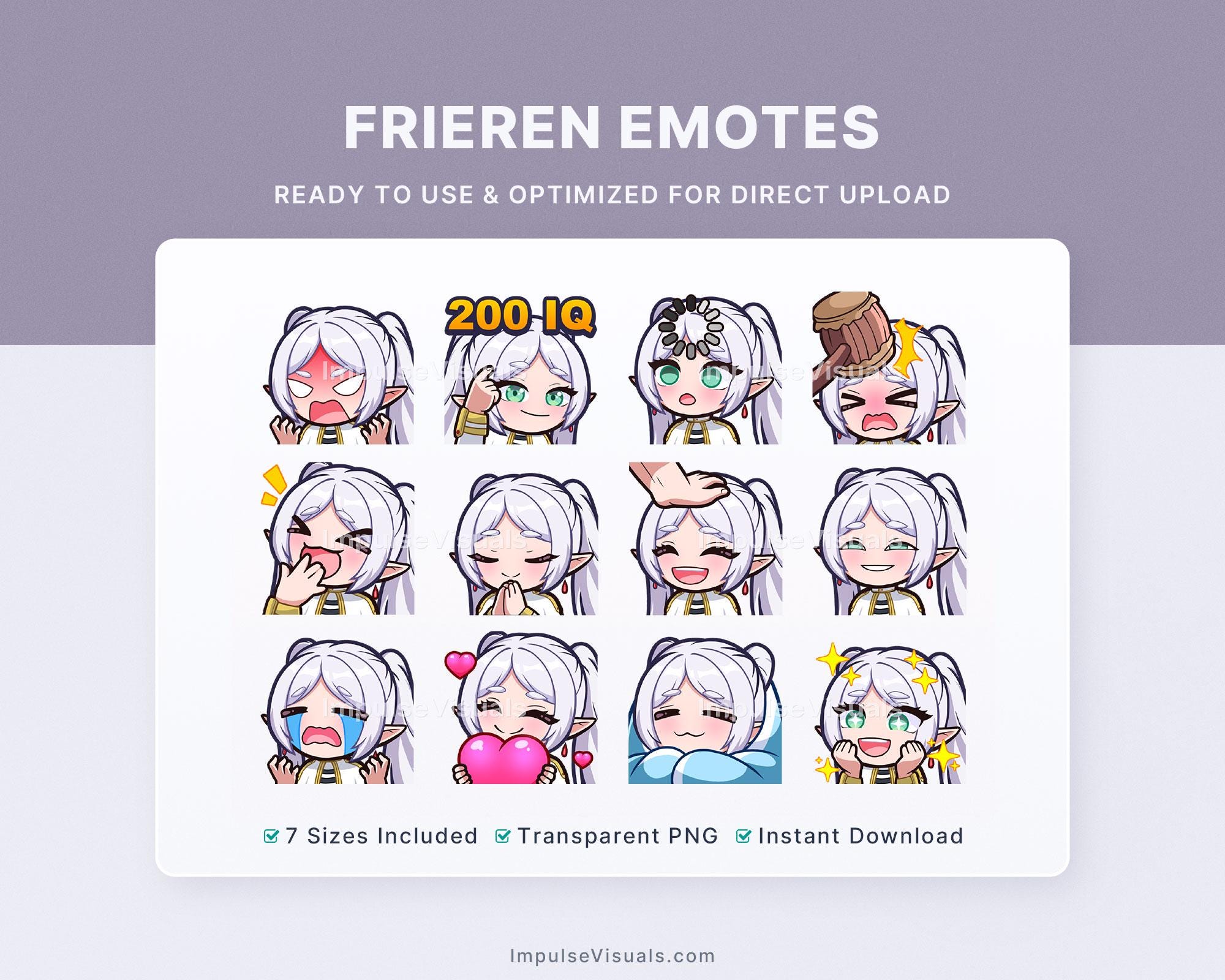 Chibi Anime Elven Mage Twitch Emotes Pack | Kawaii Stream Reaction ...