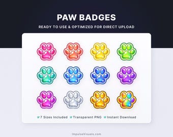 Paw Bit & Sub Badges | Twitch Subscriber Badges | Digital Download | Premade Stream Graphics