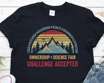チャレンジ受諾シャツ、クラシカルカンバセーションシャツ、チャレンジA Tシャツ、ディレクターギフト、ホームスクールママシャツ、CCパパTシャツ、グループTシャツ