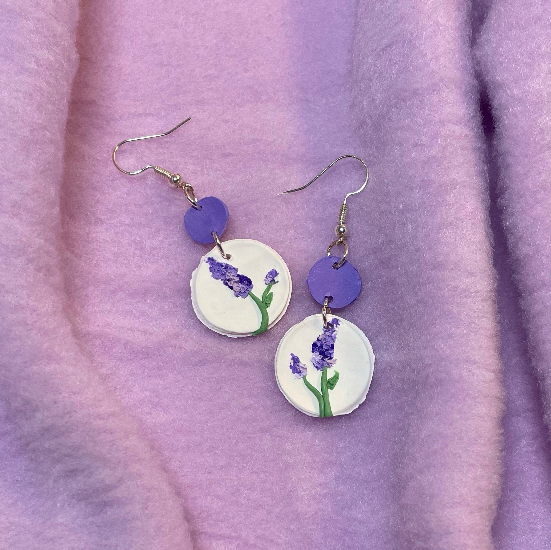Lavender Clay Polymer Clay Earrings Etsy