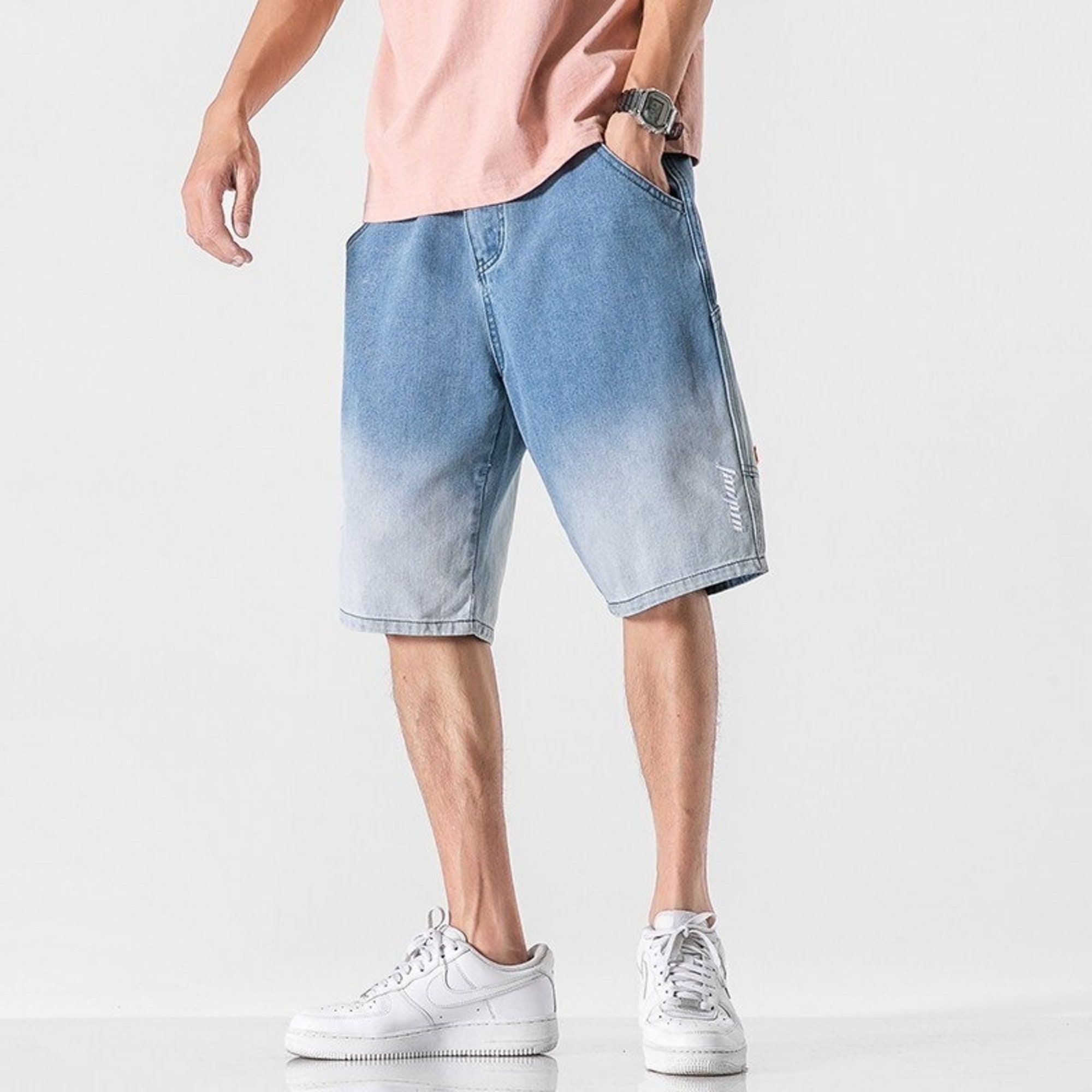 2021 New Summer Color Baggy Short Jeans Men Casual Denim | Etsy