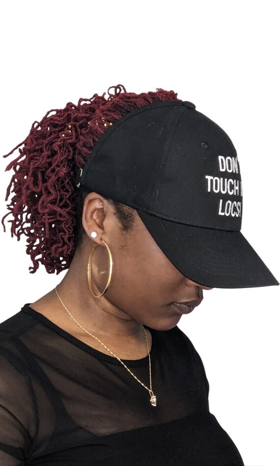 Don't Touch My Locs Black Satin Lined Backless Cap for Locs