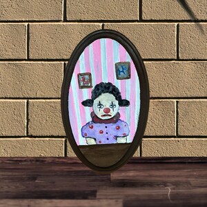 Mini Wooden Sad Clown Painting