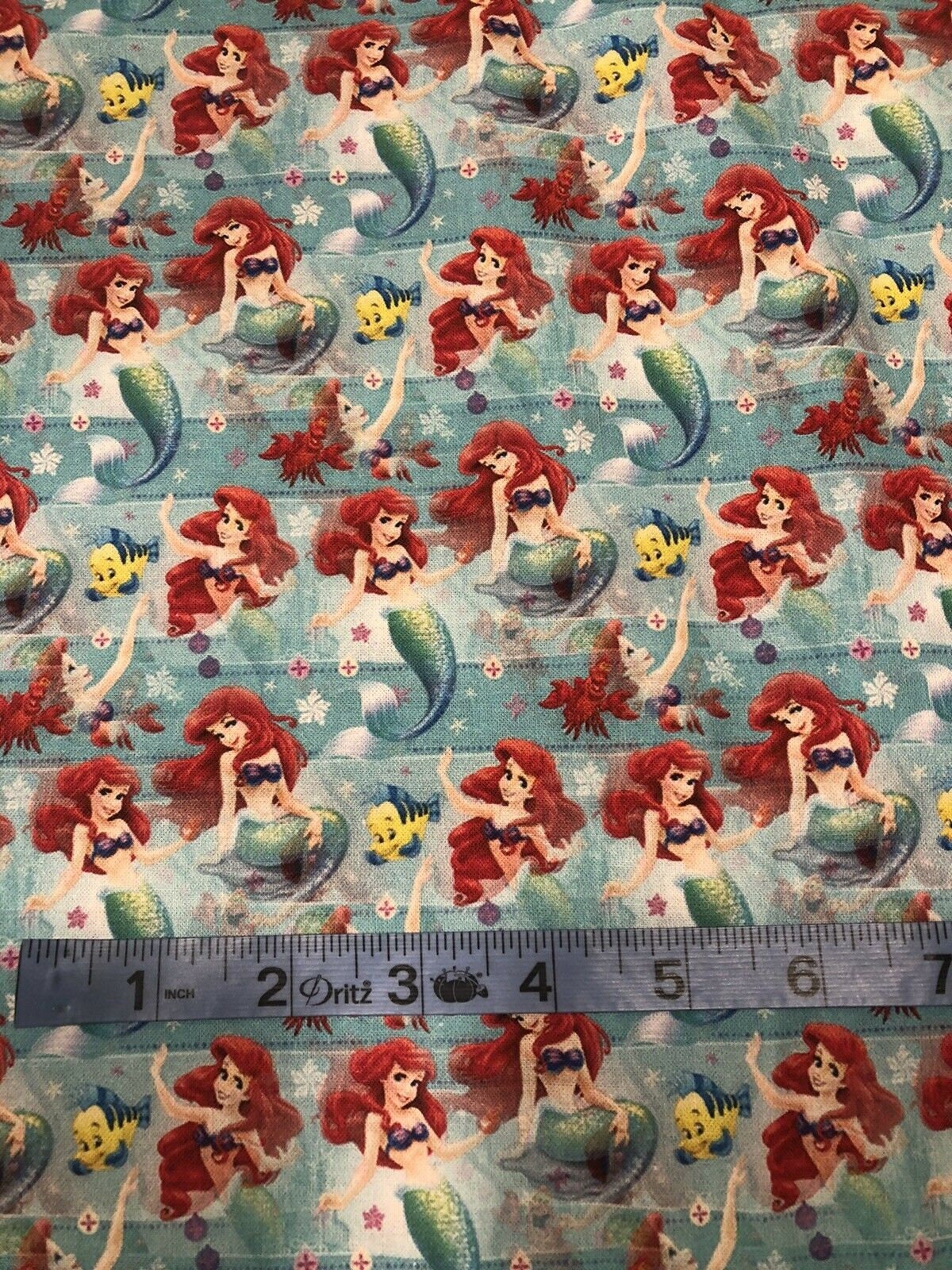 Ariel Little Mermaid Collage 100 Cotton Fabric by the Yard Etsy