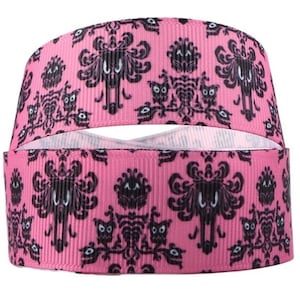 Haunted Mansion Ribbon 1&quot; or 1.5&quot; High Quality Grosgrain Ribbon By The Yard Disney Attraction Pink Wallpaper