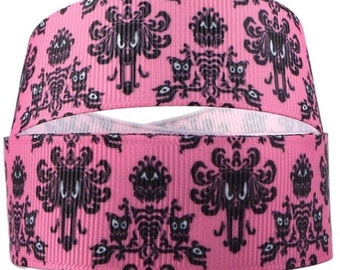 Haunted Mansion Ribbon 2,5 cm eller 3,8 cm högkvalitativt grosgrainband, metervara, Disney Attraction rosa tapet