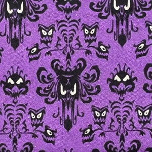 Disney Haunted Mansion Fabric 100% Cotton Fabric Fat Quarter Tumbler Cut Disney Fabric Purple Wallpaper design Ghost Hosts Disney Fabric