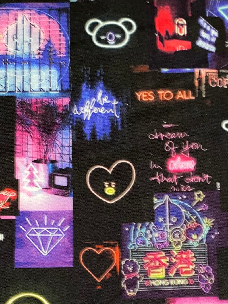 BTS Bangtan KPOP BT21 Group 100 Cotton Fabric by the Yard Etsy