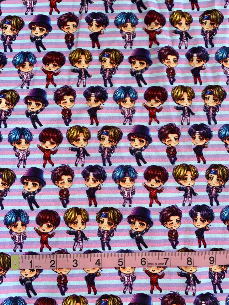 BTS Bangtan KPOP BT21 Group 100 Cotton Fabric by the Yard Etsy UK