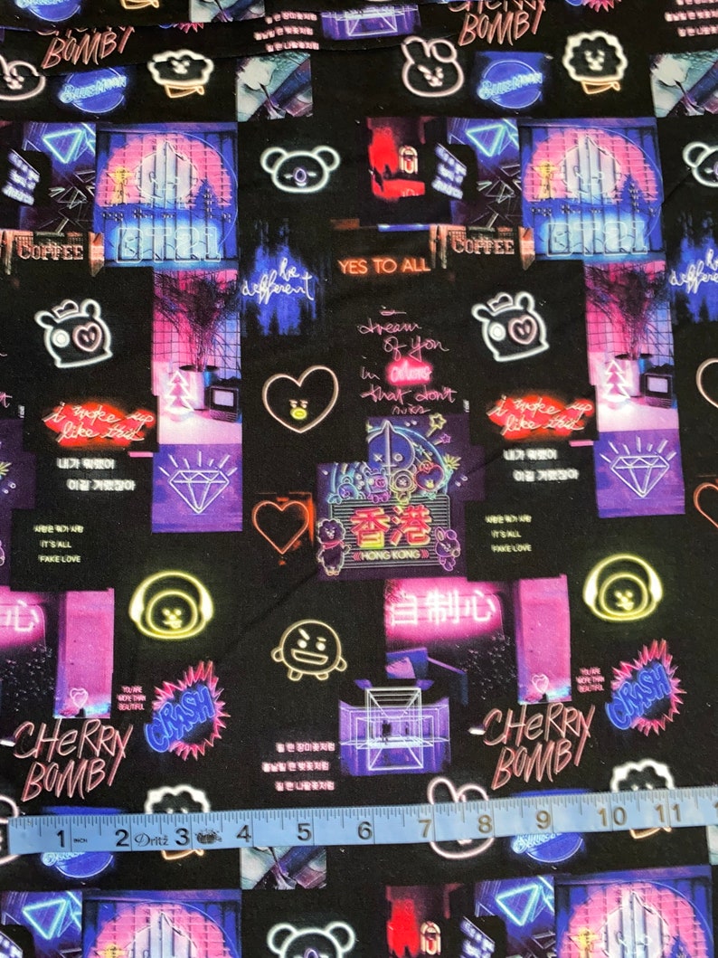 BTS Bangtan KPOP BT21 Group 100 Cotton Fabric by the Yard Etsy