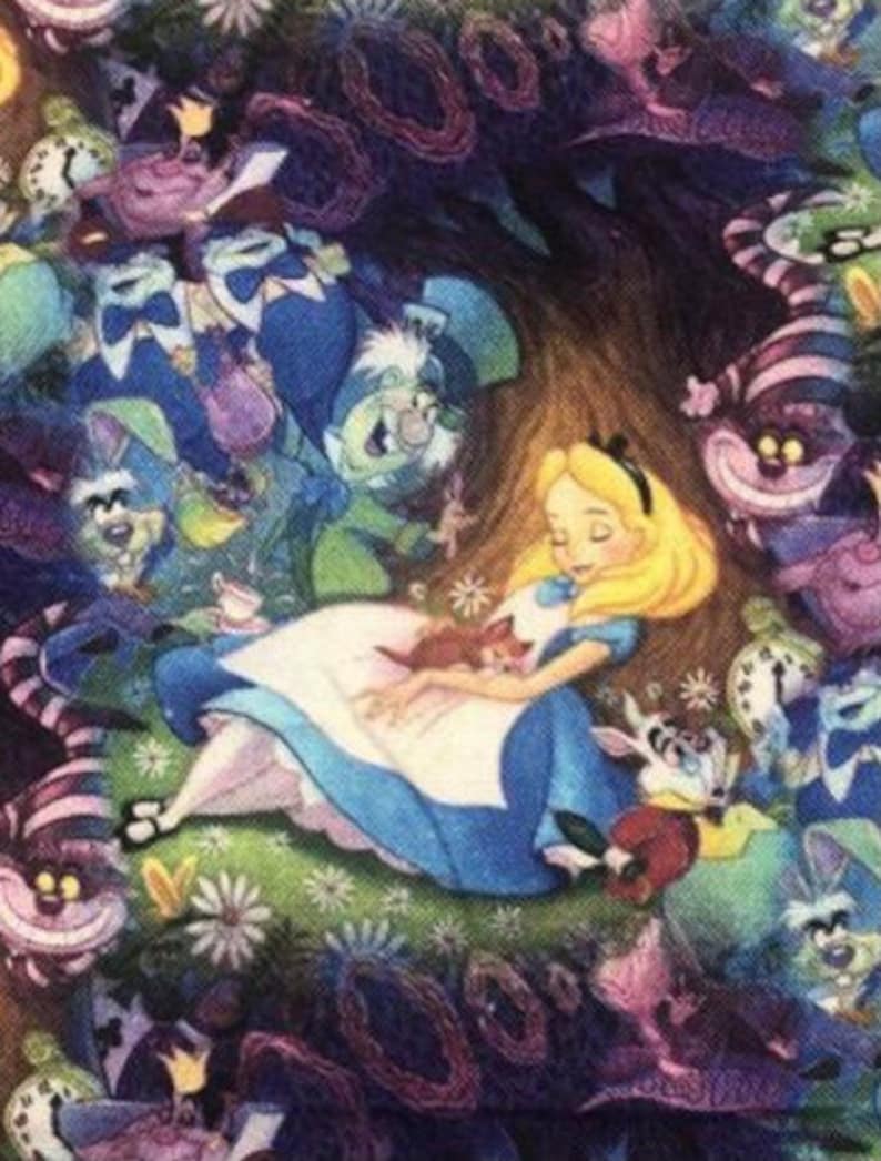 Alice in Wonderland Collage 100 Cotton Fabric by the Yard Etsy Canada