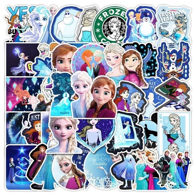 Disney Frozen Stickers Pack | Princess Elsa Anna Sven Water Resistant | Laptop Stickers Water Bottle Decoration | Scrapbooking | Journaling bild 1